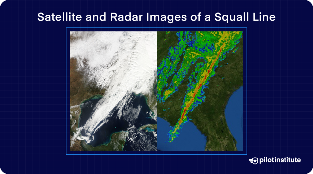 Satellite and Radar images of a Squall Line